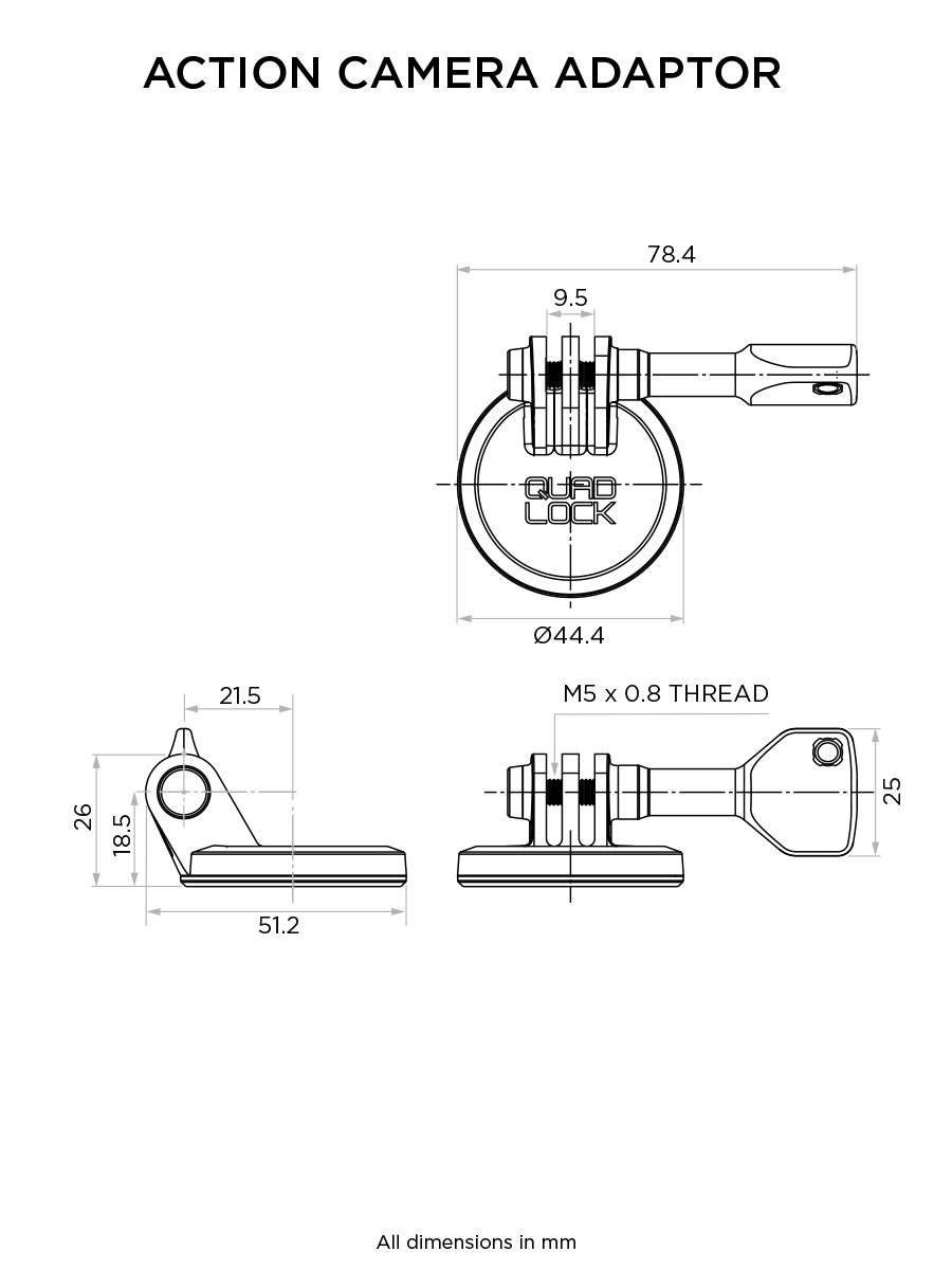 Quad Lock To Action Camera Adaptor